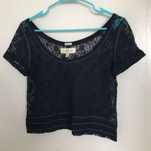 Abercrombie & Fitch navy blue lace crop top